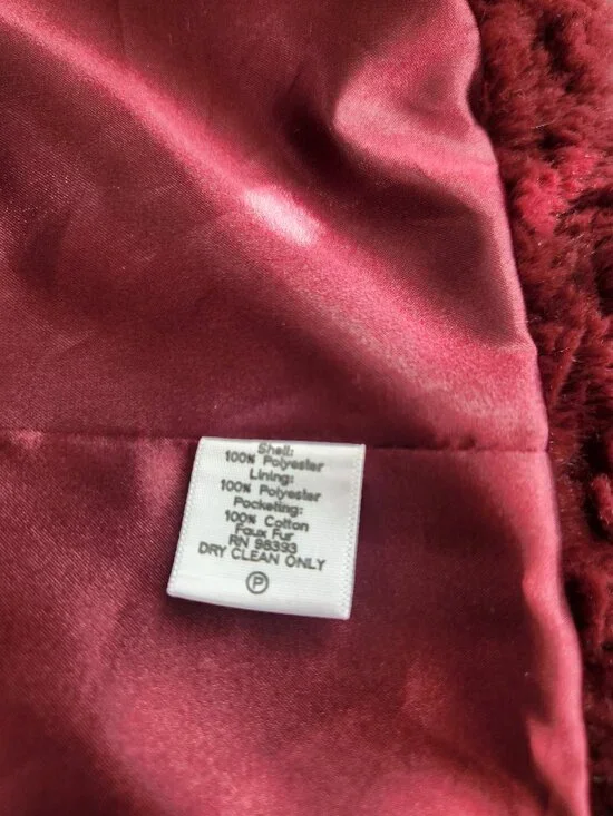 Dennis Basso Vintage Burgundy Faux Mink Fur Coat Size 1X - Picture 2 of 8